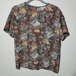 Vintage 90s Petites Essay by Sharon Anthony Floral Blouse Whimsigoth Size 4